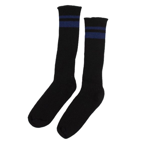 NEW UNRAVEL PROJECT Black/Blue Ribbed Mid Length Socks $180 - Picture 1 of 4